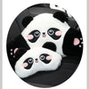 White and black panda plush car headrest and lumbar support cushion