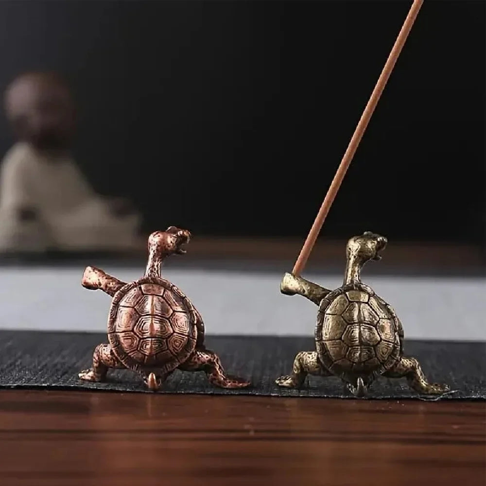 Antique Metal Turtle Incense Holder – Decorative Candle & Stick Holder