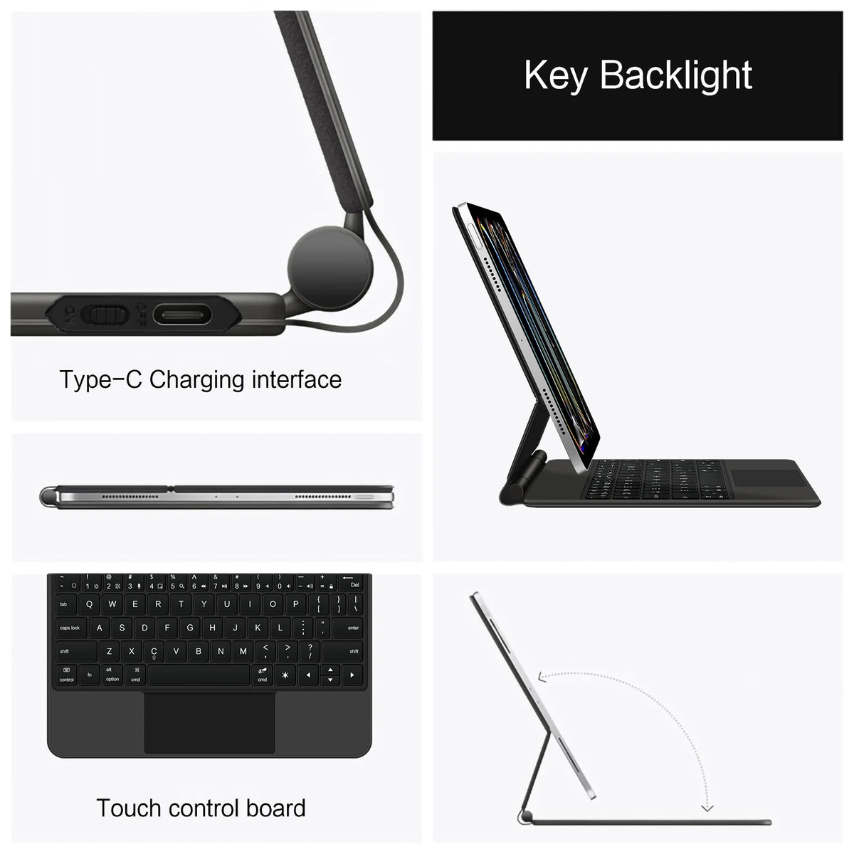iPad Magic Keyboard Case with Backlit Keys and Touchpad