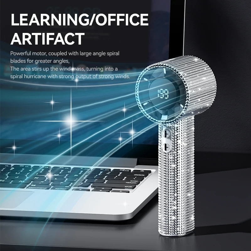 Glittering Diamond Portable Rechargeable Fan