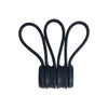A pack of three black magnetic silicone cable ties used for organizing cords.