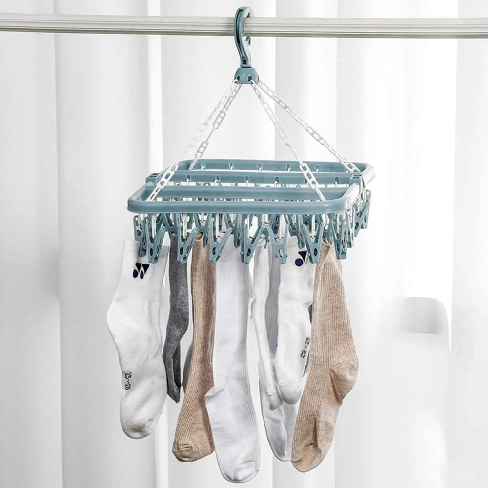 Foldable Laundry Drying Rack with 32 Clips