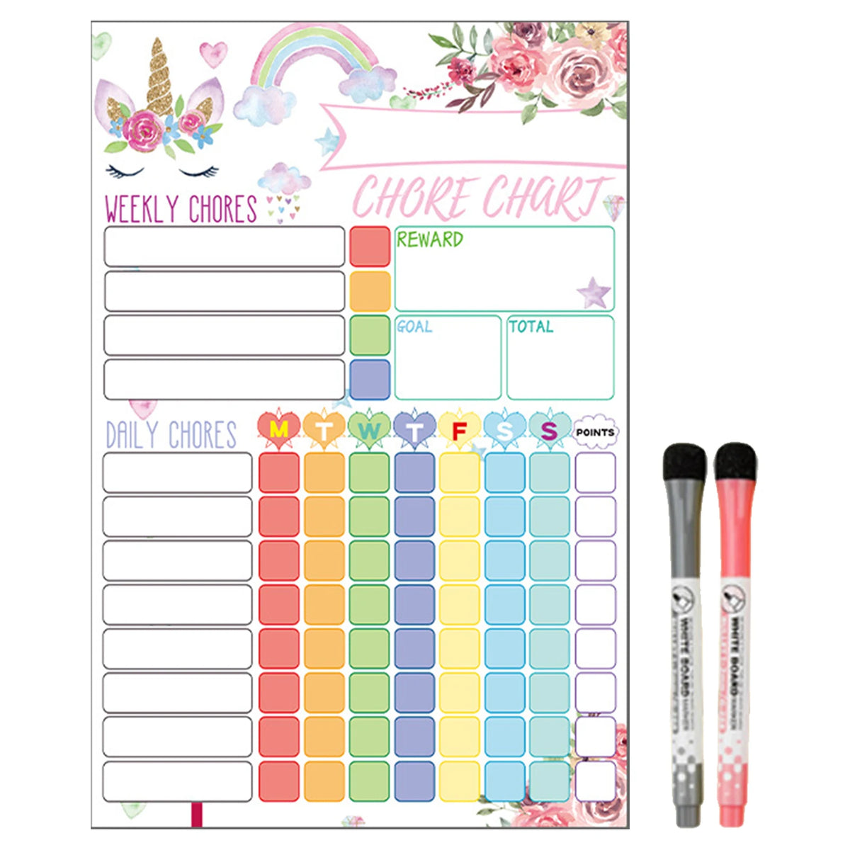 Magnetic Chore Chart for Kids with Dry-Erase Surface