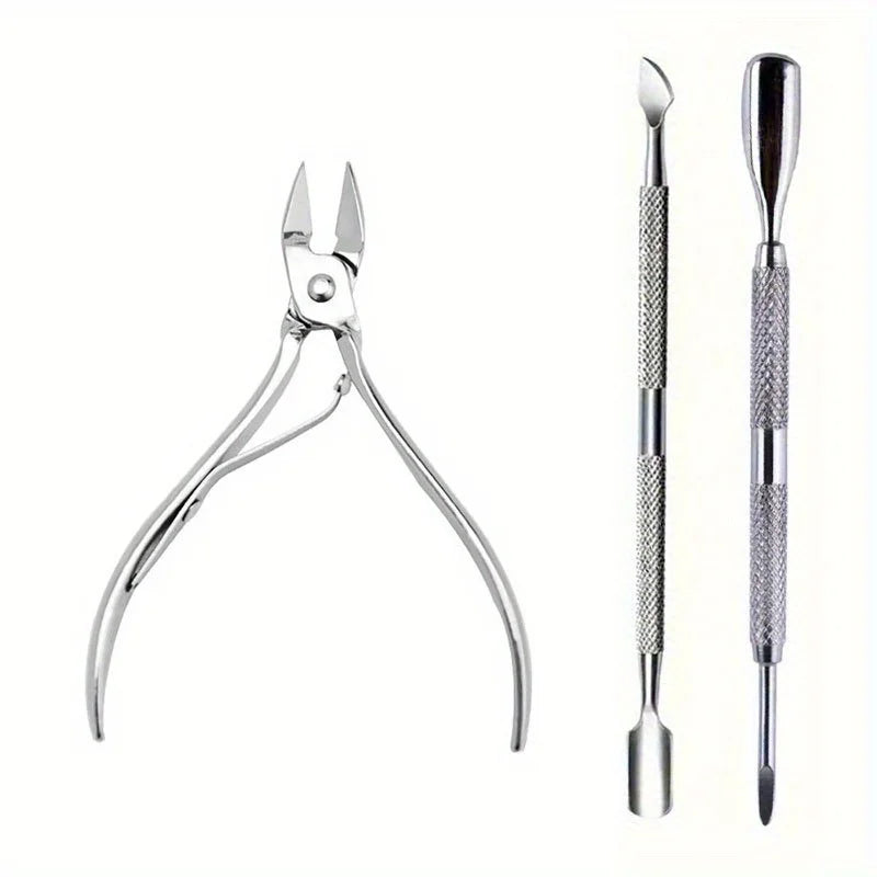 Stainless Steel Cuticle Nipper & Pusher Set for Precision Nail Care