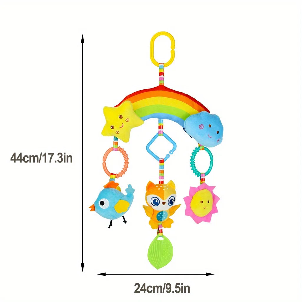 Rainbow Plush Car Hanging Toy with Jingle Bell
