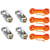 Aluminum alloy tent rope tensioner with bright orange reflective cord and metal clasps