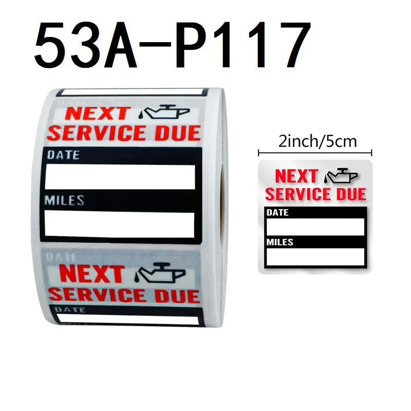 Oil Change Reminder Stickers