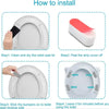 Instructions showing how to install silicone toilet seat bumpers on a toilet seat lid.