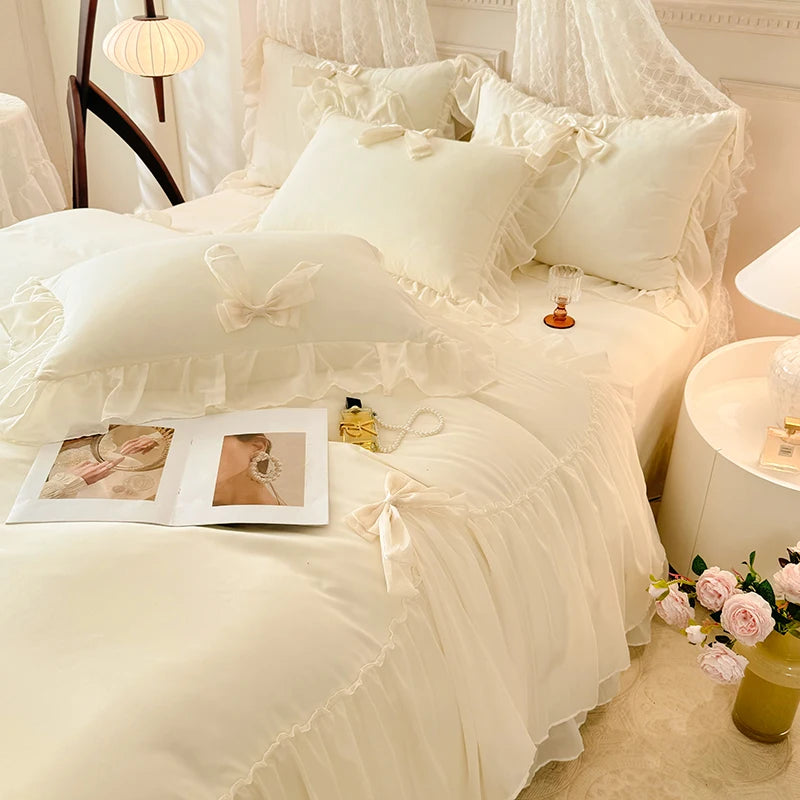 Princess Chiffon Duvet Cover with Romantic Ruffles