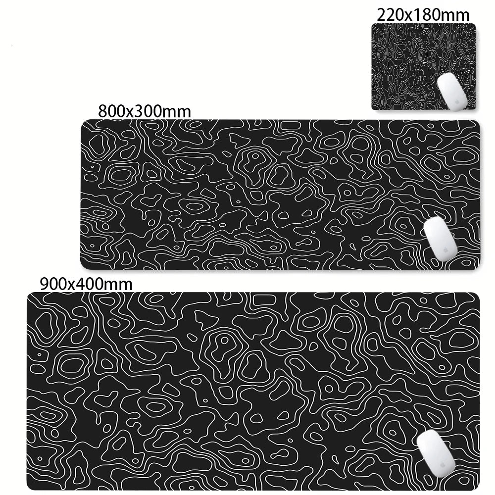 Large Abstract Desk Mat with Stitched Edges
