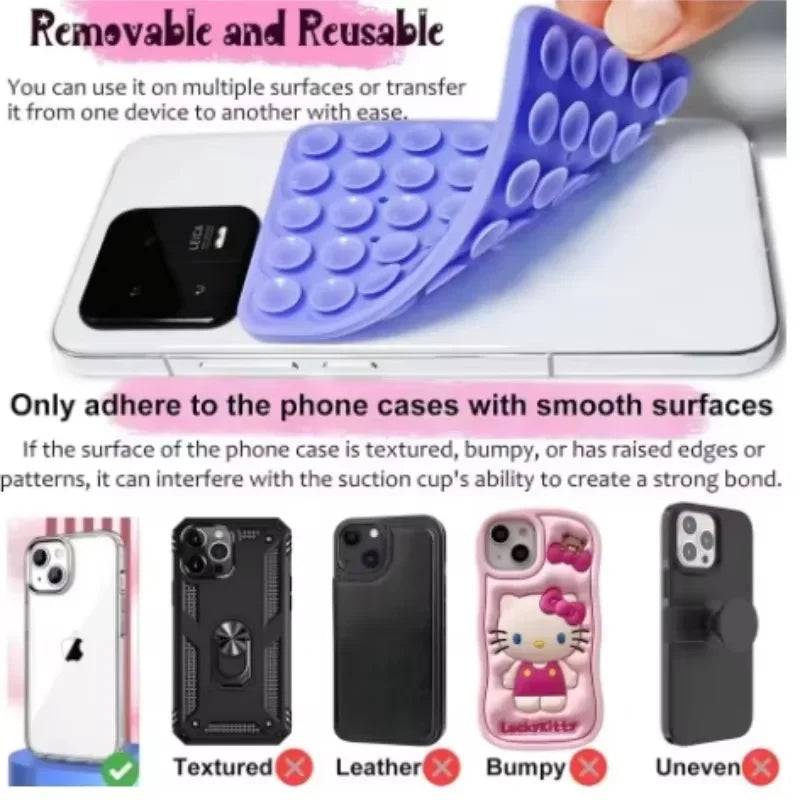 Silicone Suction Cup Phone Grip with Double-Sided Adhesive