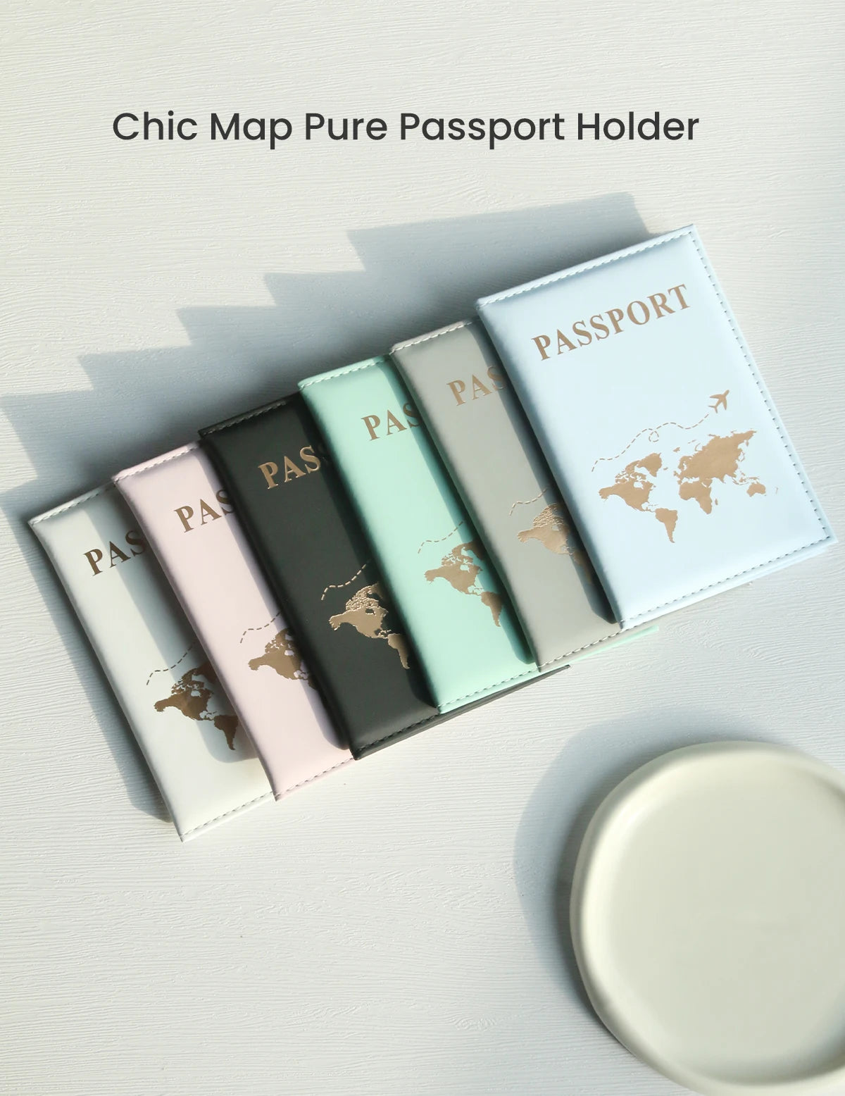 World Map Passport Holder with Card Slots