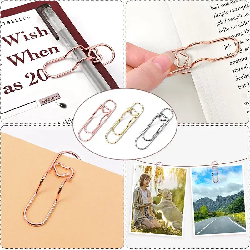 Heart-Shaped Metal Pen Clips for Notebooks and Journals