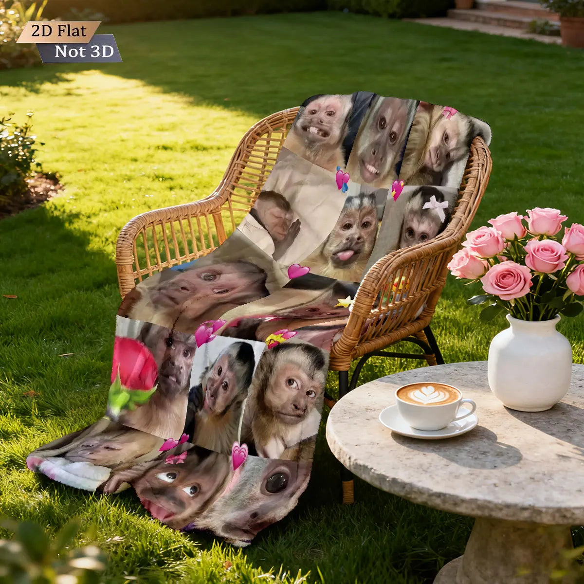 Funny Monkey Print Flannel Blanket – Soft & Cozy Throw