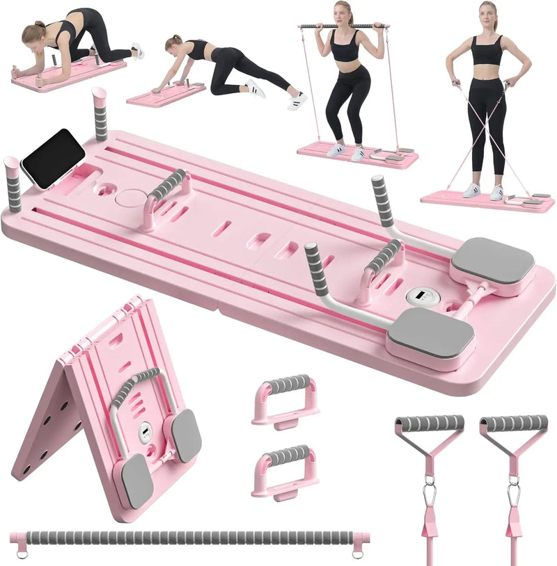 Foldable Pilates Board with Resistance Bands