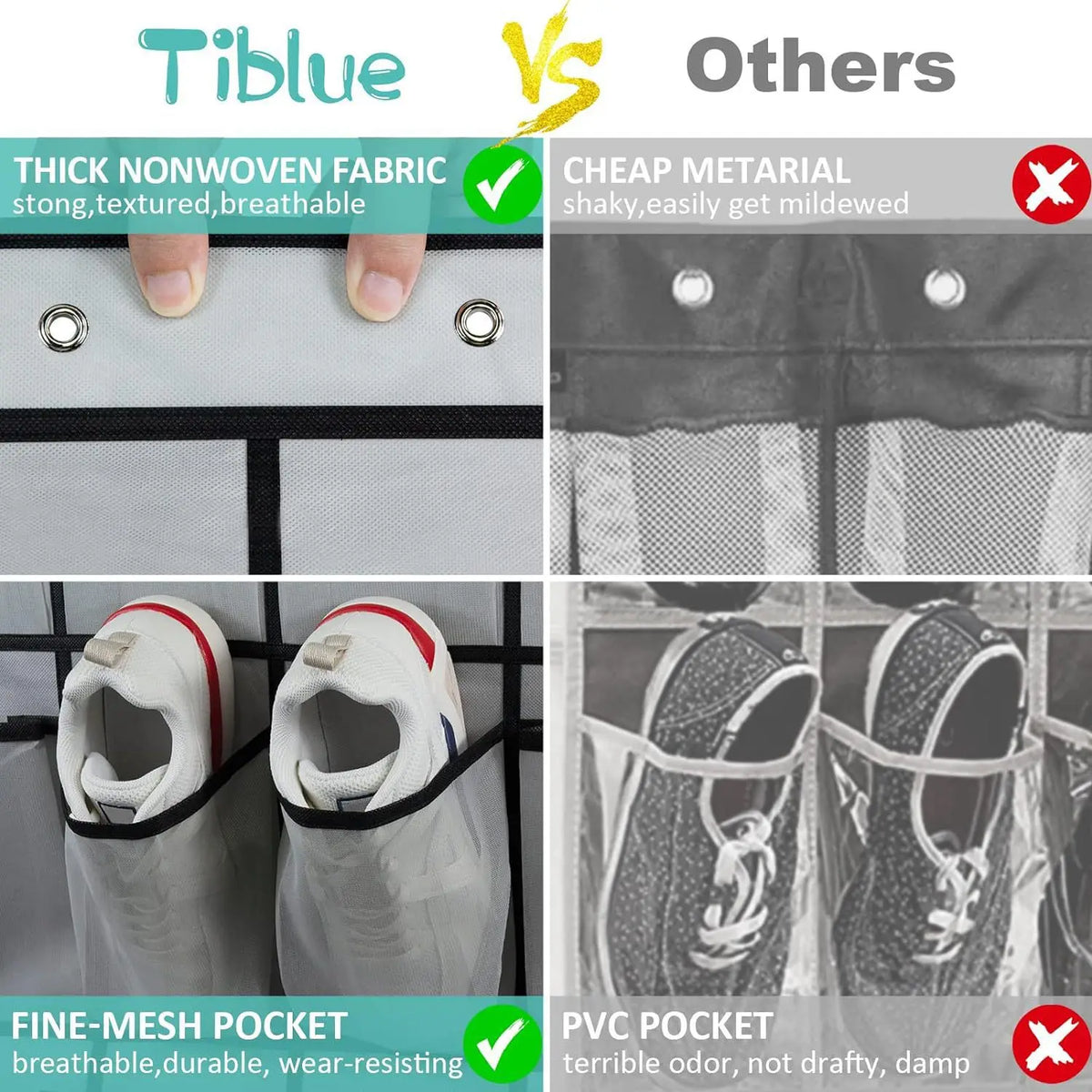 Over-the-Door Shoe Organizer with Mesh Pockets