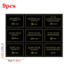 A set of 9 personal care products including shampoo, shower gel, conditioner, hand soap, dish wash, body oil, bath foam, and 