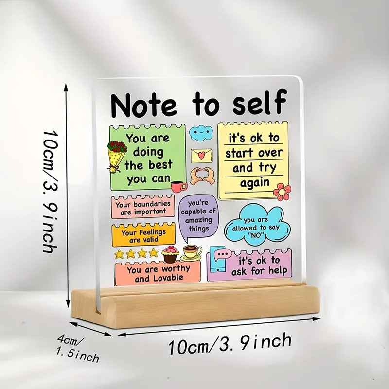Inspirational Acrylic Desk Sign with Wooden Base