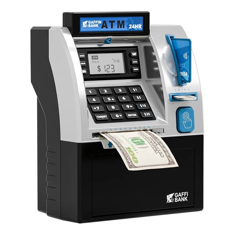 Interactive ATM Money Box for Kids with Card Swipe and Password Access