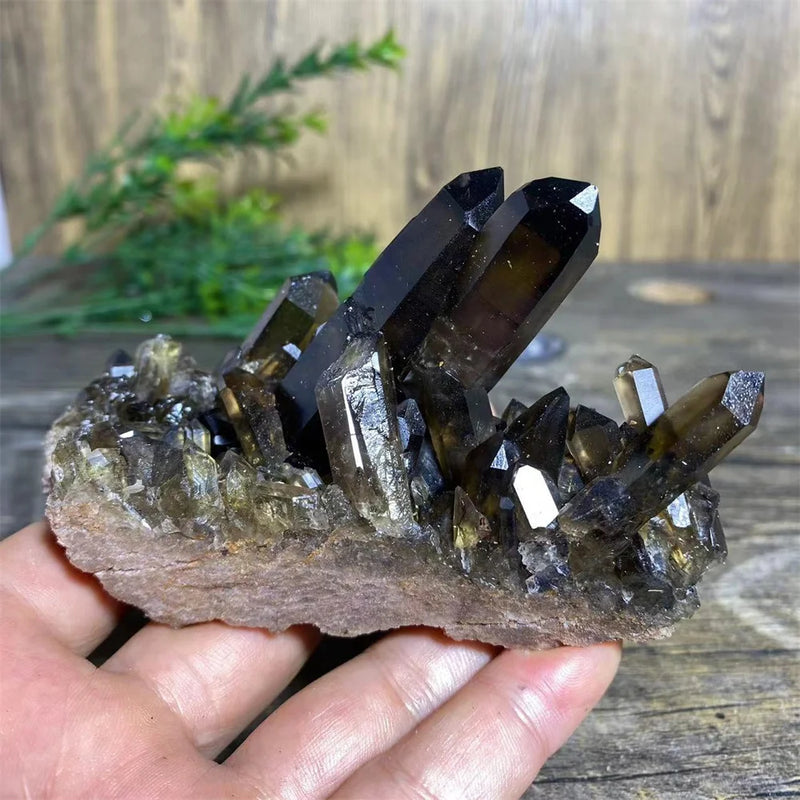 Natural Citrine & Smoke Quartz Crystal Cluster