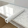 Roll of white marble peel-and-stick wallpaper for kitchen and living room decor
