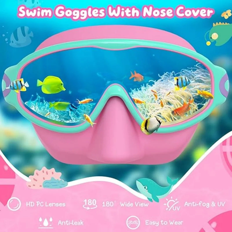 Kids' Anti-Fog Swim Goggles with Nose Cover