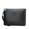 Schwarzes elegantes PU-Leder-Herrengeld, Clutch mit silberner Hardware