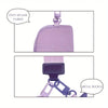 A purple anti-splash fabric wristlet wallet with a metal buckle and zipper closure.