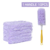 One handle of a purple feather duster, featuring 10 pieces.