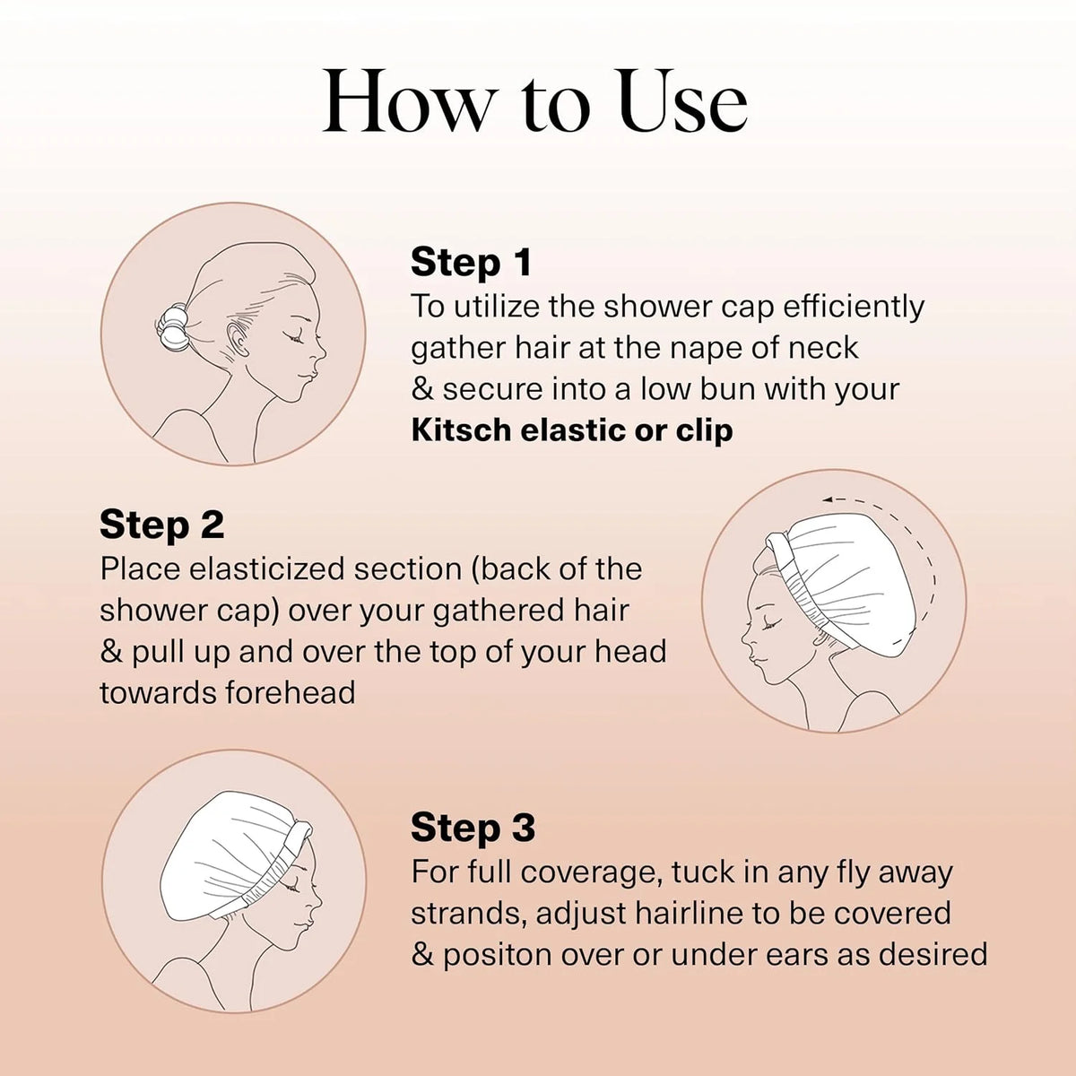 Satin-Lined Wide Shower Cap with Adjustable Fit