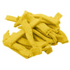 A pile of yellow disposable non-woven hair net caps.