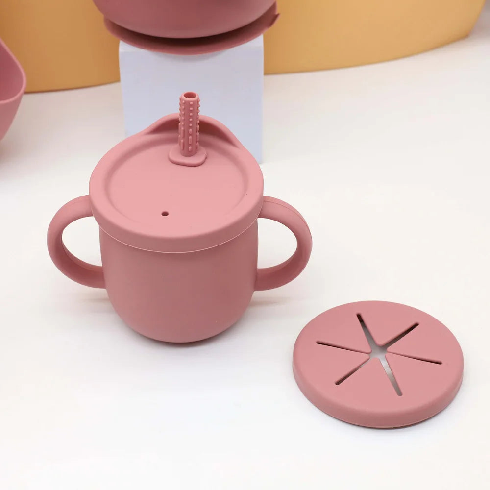Complete Silicone Baby Tableware Set with Suction Plate and Utensils
