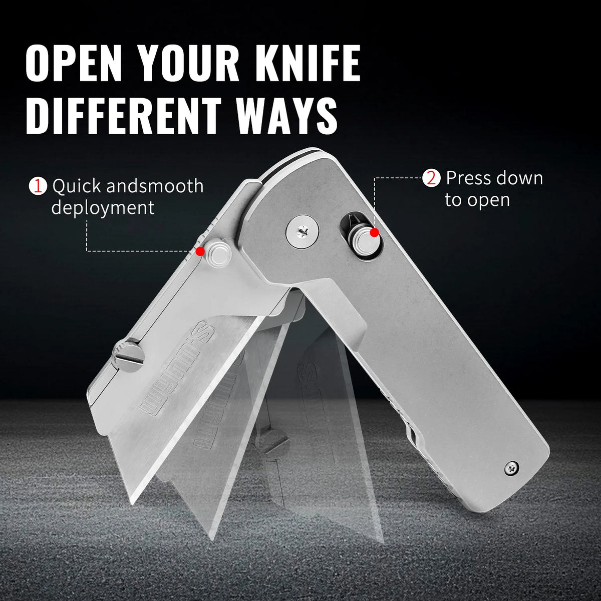 Folding Utility Knife with Quick-Change Blade and Pocket Clip