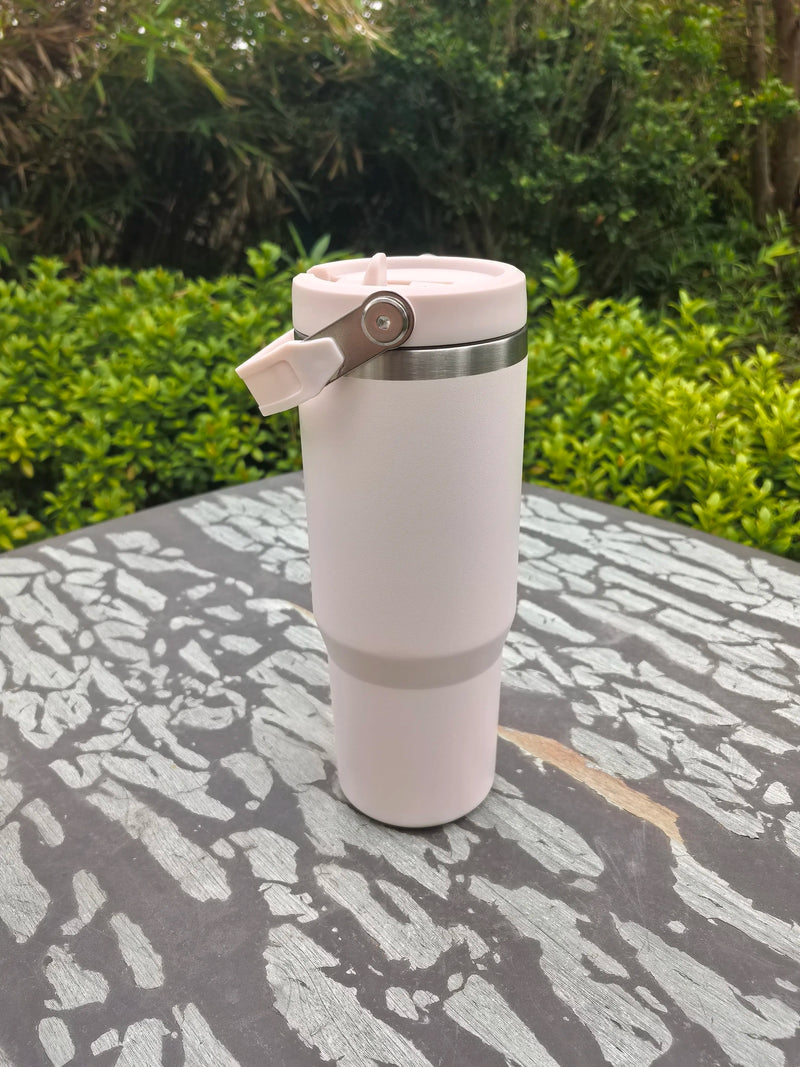 30oz Stainless Steel Vacuum Insulated Tumbler with Handle and Straw