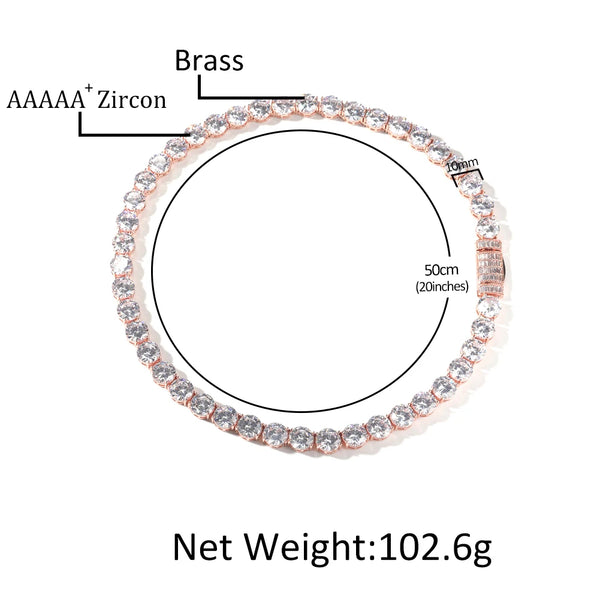 10mm Icy Cubic Zirconia Tennis Necklace