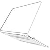 Crystal clear hard shell case for a MacBook Air 13 inch laptop shown from the top view.