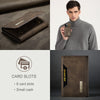 Vintage Leather Trifold Wallet with Magnetic Closure