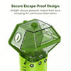 A close-up view of a green, secure escape-proof bug catcher and magnifying viewer for kids.
