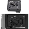 A black electronic switch with auto mode and light indicators for a vehicle headlight and fog light system.
