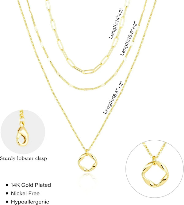 Layered Gold & Silver Chain Necklace Set