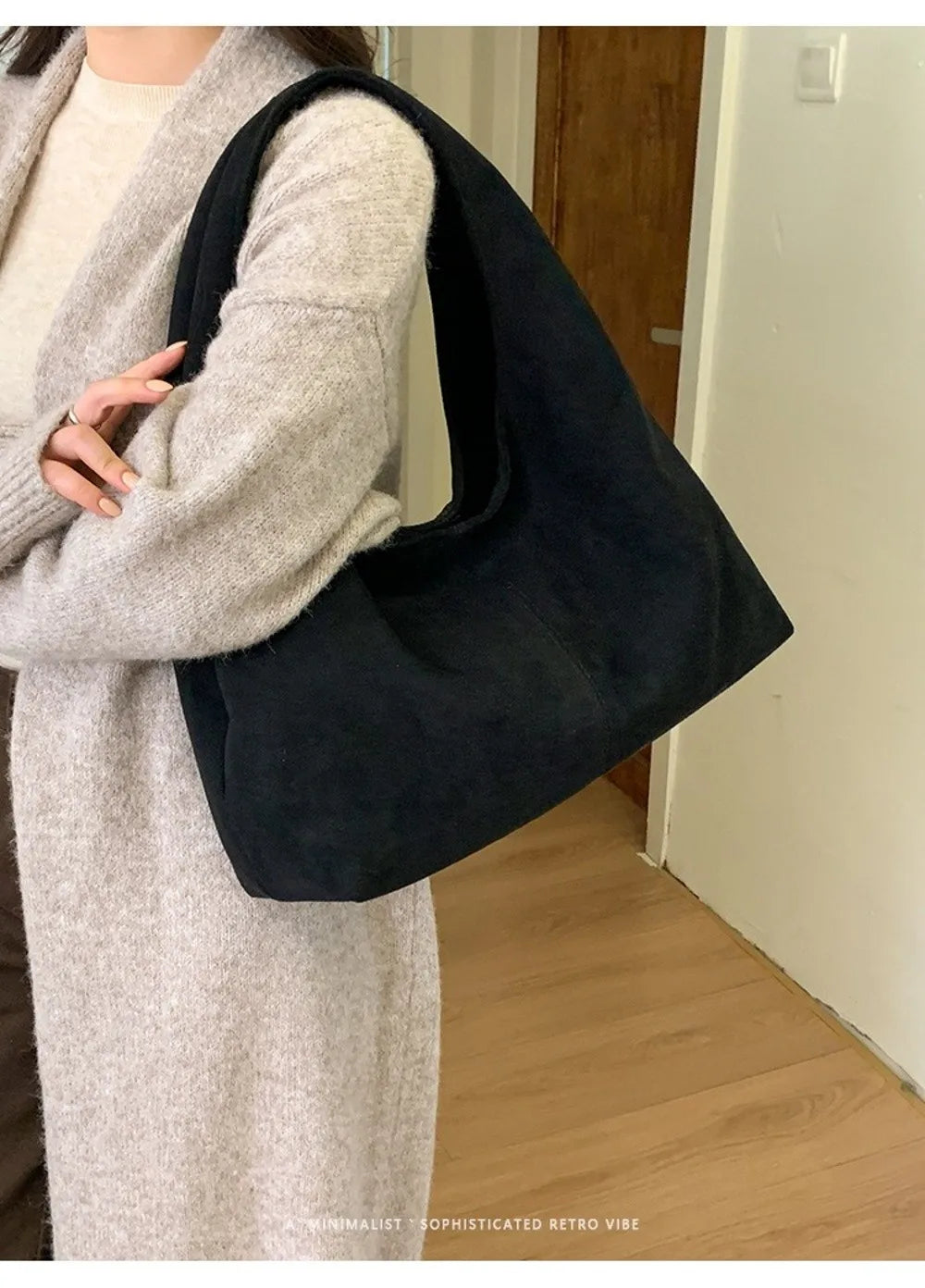 Retro Suede Shoulder Bag with Large Capacity