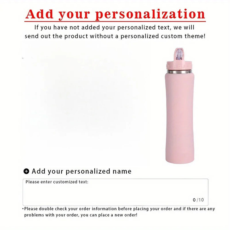 Custom Engraved Insulated Stainless Steel Water Bottle with Straw