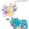 A white musical animal piano toy for toddlers with random color parts or a blue version.