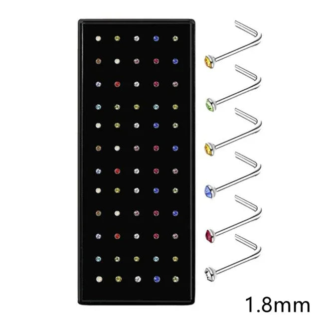 Stainless Steel Nose Studs with Crystal Accents