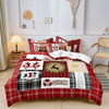 Holiday Plaid Reindeer Duvet Cover Set - Ultra-Soft Cozy Bedding