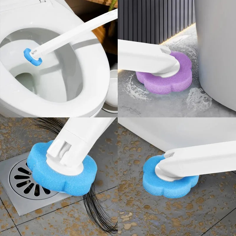 Disposable Toilet Brush Set with Wall-Mounted Holder and Refill Heads