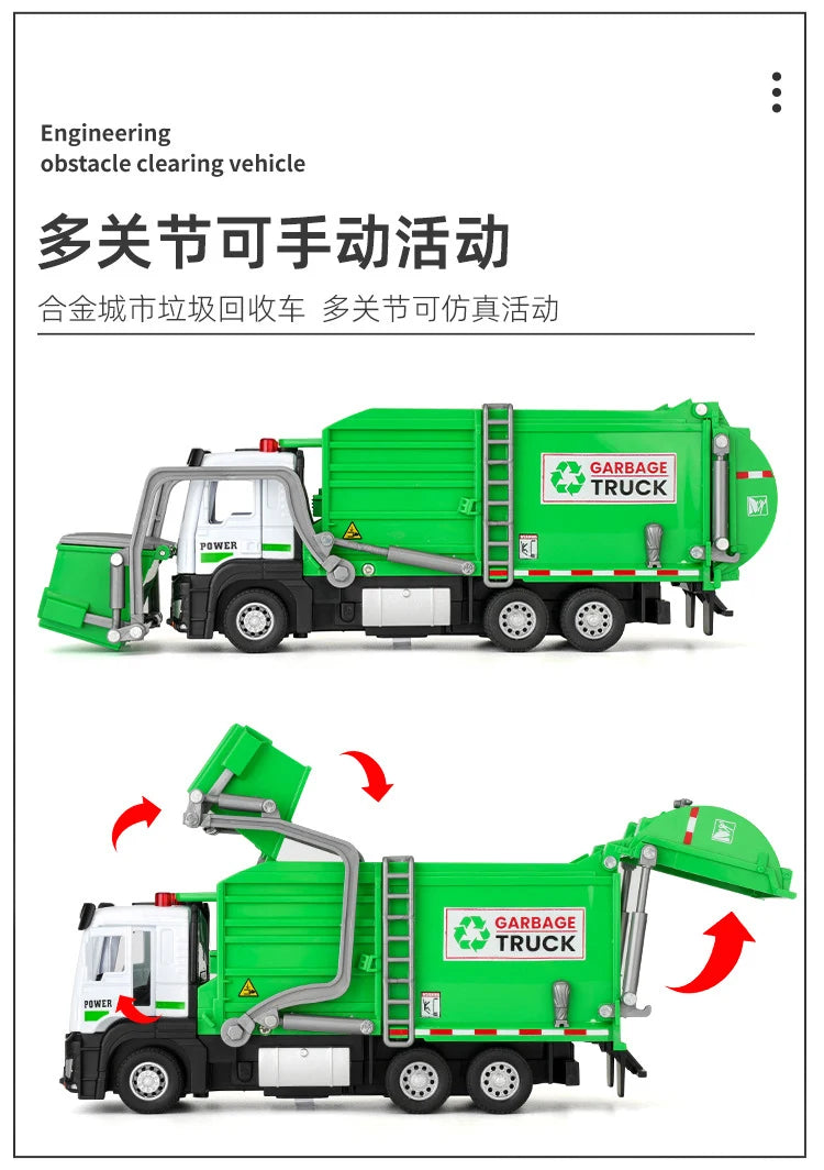 Diecast Garbage Collection Truck Model with Sound and Light