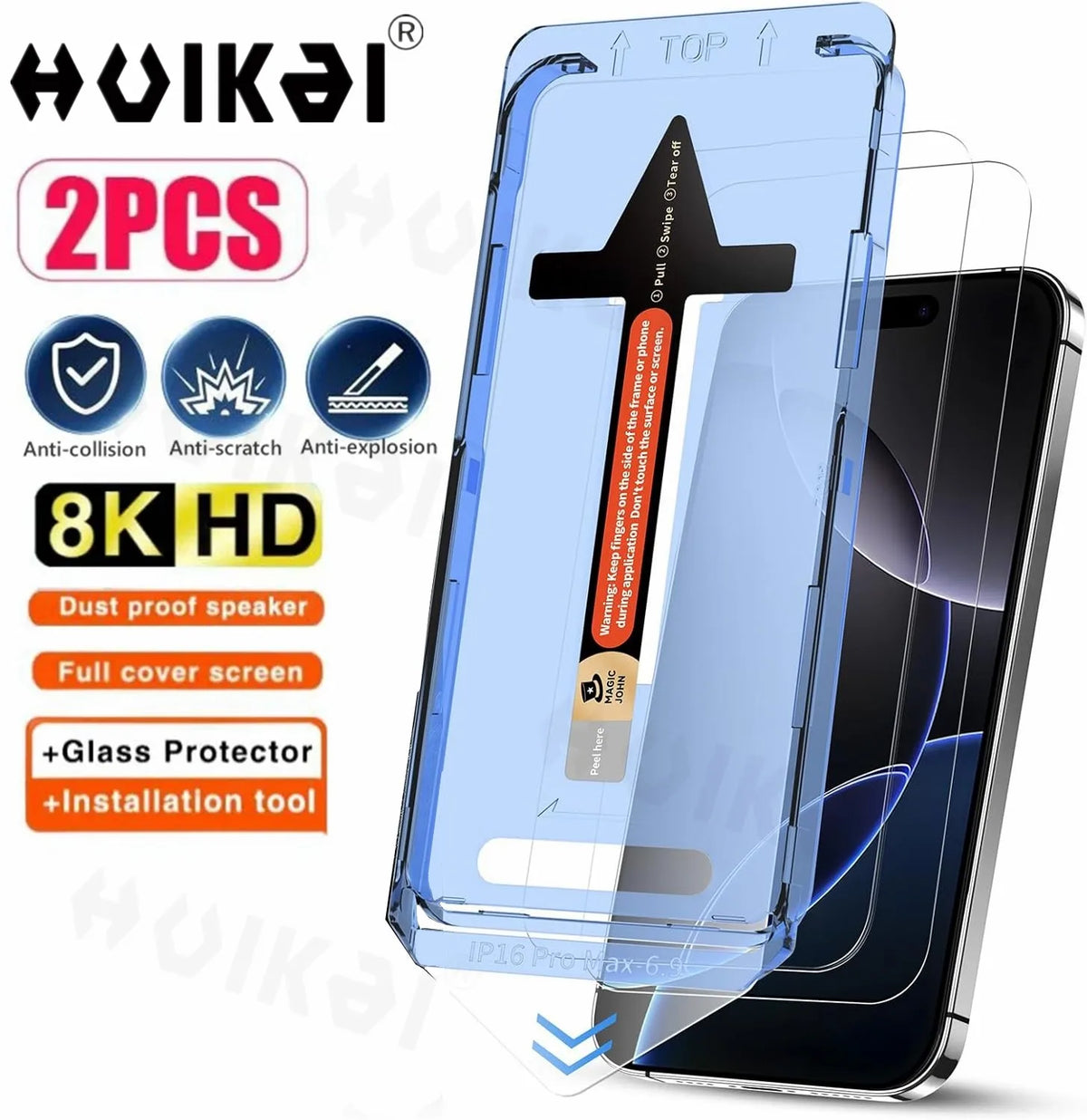 2-Pack Tempered Glass Screen Protector for iPhone with Auto Dust-Elimination Install