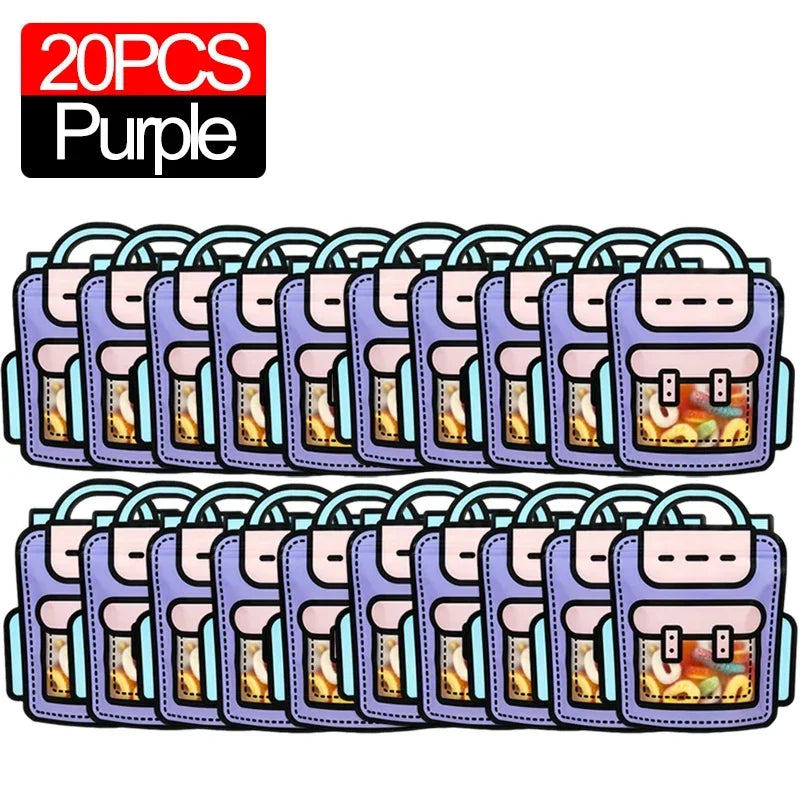 20 pieces of purple cute cartoon backpack goodie bags for kids party favors