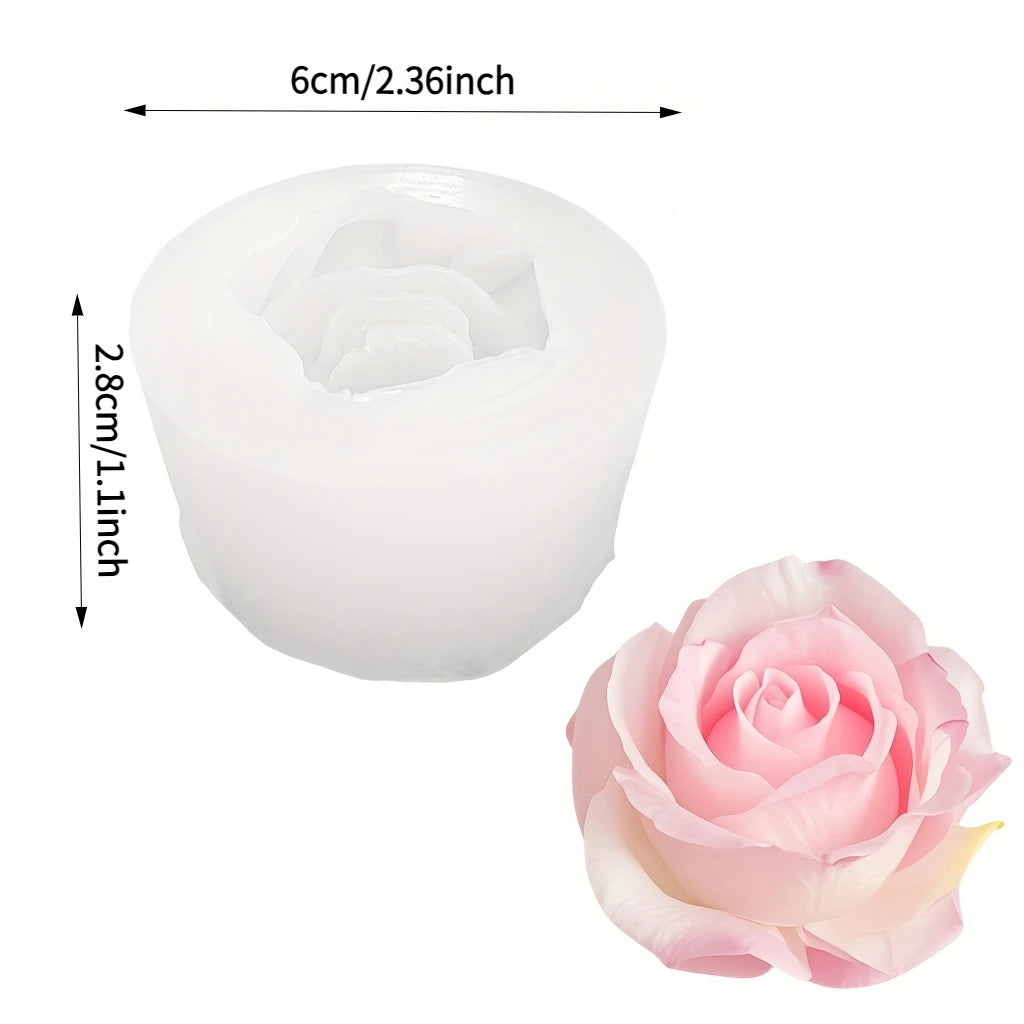 Moule en silicone blanc en forme de rose pour cire de bougie